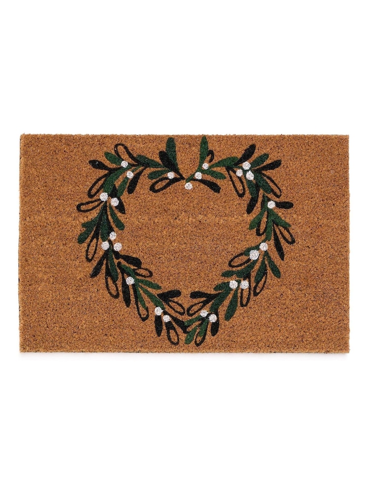 My Mat Natural Mistletoe Heart Coir Doormat - Image 2 of 3 My Mat Natural Mistletoe Heart Coir Doormat - Image 2 of 3
