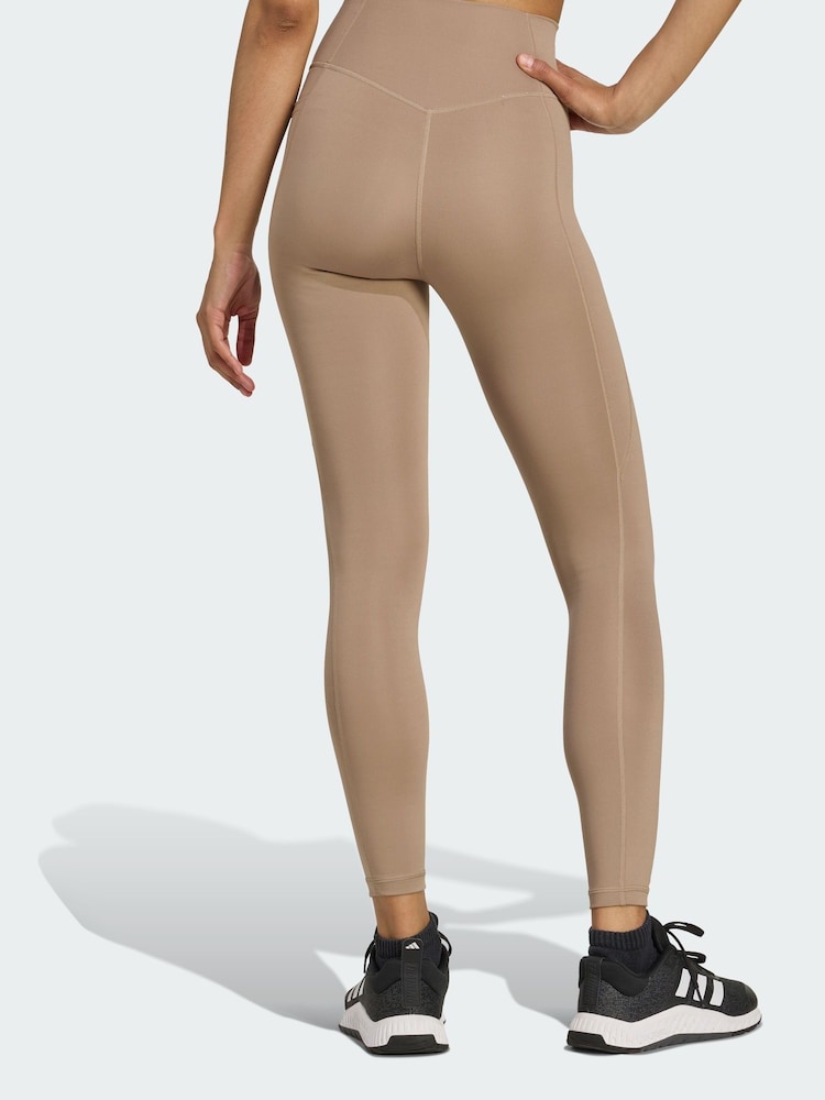 adidas Brown Optime Essentials No Front Rise Seam 7/8 Leggings - Image 2 of 5