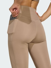adidas Brown Optime Essentials No Front Rise Seam 7/8 Leggings - Image 4 of 5