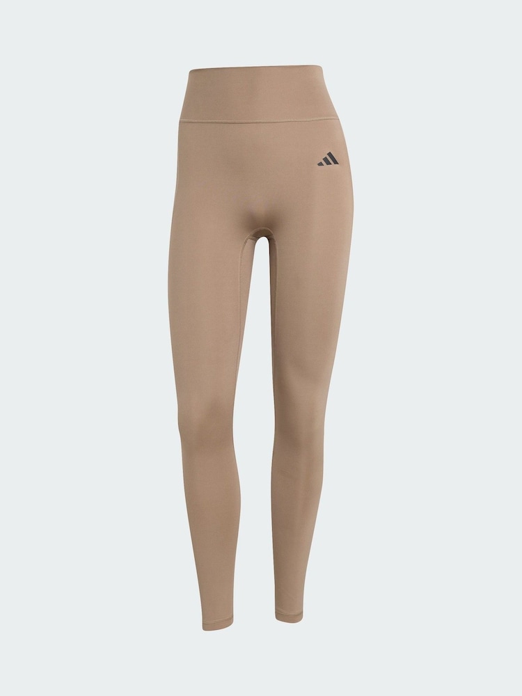 adidas Brown Optime Essentials No Front Rise Seam 7/8 Leggings - Image 5 of 5