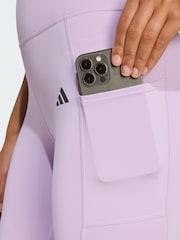adidas Purple Optime 3-Stripes Full Length Leggings - Image 4 of 5