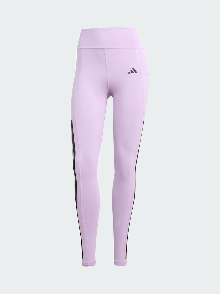 adidas Purple Optime 3-Stripes Full Length Leggings - Image 5 of 5 adidas Purple Optime 3-Stripes Full Length Leggings - Image 5 of 5
