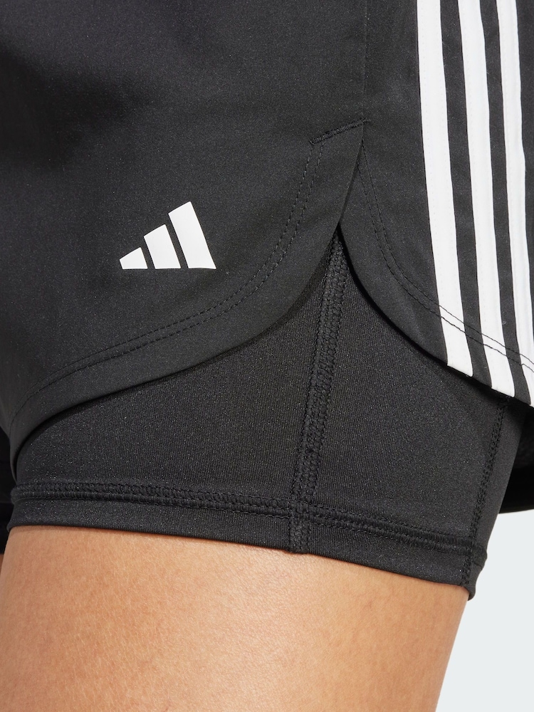 adidas Black Pacer 3-Stripes Training Woven Shorts - Image 2 of 3