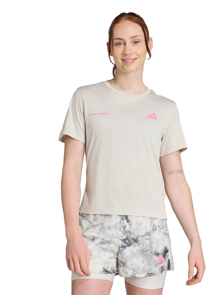 adidas Grey Own The Run Melange T-Shirt - Image 1 of 5