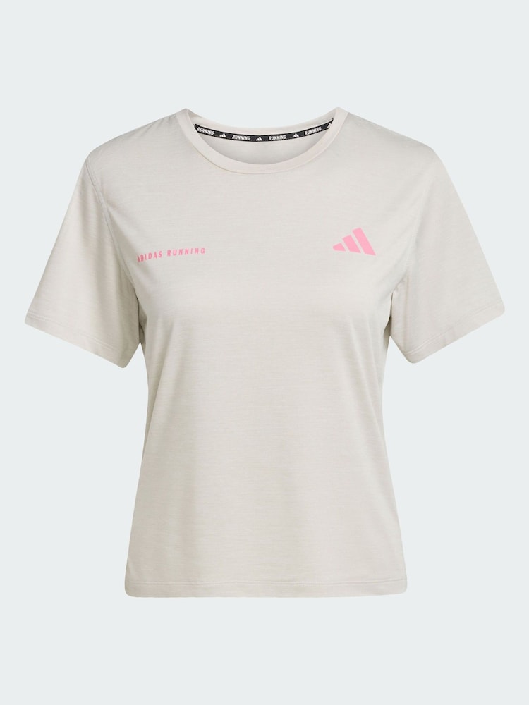 adidas Grey Own The Run Melange T-Shirt - Image 5 of 5