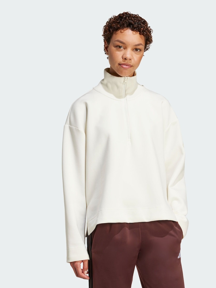adidas White Soft Lux Quarter-Zip Sweatshirt - Image 1 of 1