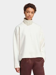adidas White Soft Lux Quarter-Zip Sweatshirt - Image 3 of 6
