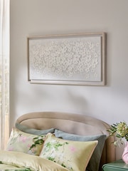 White Floral Hand Paint Detail Framed Wall Art - Image 1 of 6
