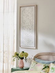 White Floral Hand Paint Detail Framed Wall Art - Image 2 of 6