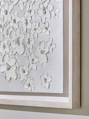 White Floral Hand Paint Detail Framed Wall Art - Image 4 of 6