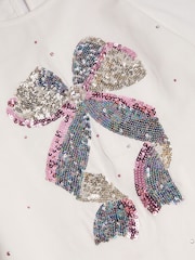 Monsoon Cream Sequin Bow Long Sleeve Top - Image 4 of 4