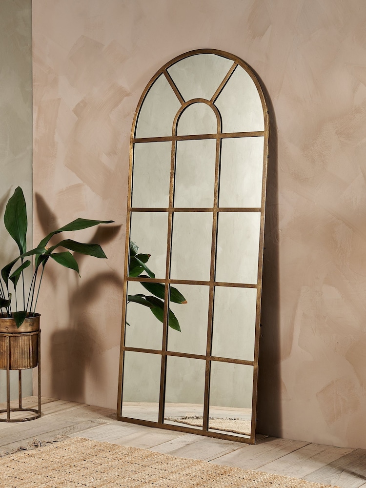 Nkuku Brass Imoma Iron Full Length Arch Mirror - Image 1 of 3