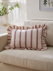 Wylder Clay Pink Connie Stripe Ruffle Filled Cushion - Image 1 of 5