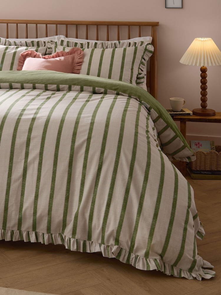 Wylder Olive Connie Stripe Ruffle Duvet Cover & Pillowcase Set - Image 2 of 3 Wylder Olive Connie Stripe Ruffle Duvet Cover & Pillowcase Set - Image 2 of 3