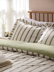 Wylder Olive Connie Stripe Ruffle Duvet Cover & Pillowcase Set - Image 3 of 3