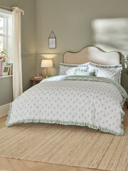 Wylder White Ava Floral Print Ruffle Duvet Cover & Pillowcase Set - Image 1 of 3