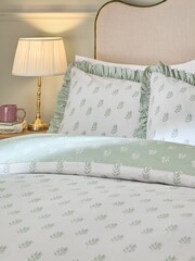 Wylder White Ava Floral Print Ruffle Duvet Cover & Pillowcase Set - Image 2 of 3