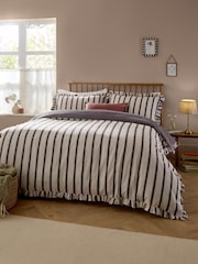Wylder Chocolate Connie Stripe Ruffle Duvet Cover & Pillowcase Set - Image 1 of 3