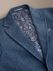 Blue Slim Fit Signature Wool Blend Herringbone Nova Fides Blazer - Image 11 of 14