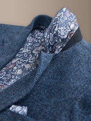 Blue Slim Fit Signature Wool Blend Herringbone Nova Fides Blazer - Image 12 of 14