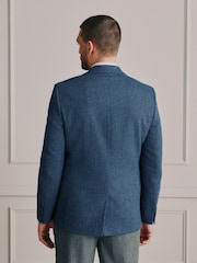 Blue Slim Fit Signature Wool Blend Herringbone Nova Fides Blazer - Image 5 of 8