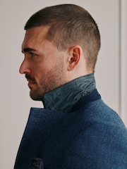 Blue Slim Fit Signature Wool Blend Herringbone Nova Fides Blazer - Image 6 of 8