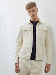 River Island Cream Slim Fit Zip Through Jacket - Image 1 of 4