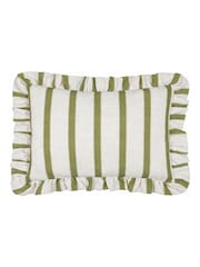 Wylder Olive Connie Stripe Ruffle Filled Cushion - Image 3 of 5
