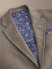 Taupe Brown Slim Fit Signature Wool Blend Herringbone Nova Fides Blazer - Image 10 of 14