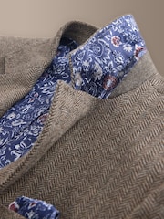 Taupe Brown Slim Fit Signature Wool Blend Herringbone Nova Fides Blazer - Image 11 of 14