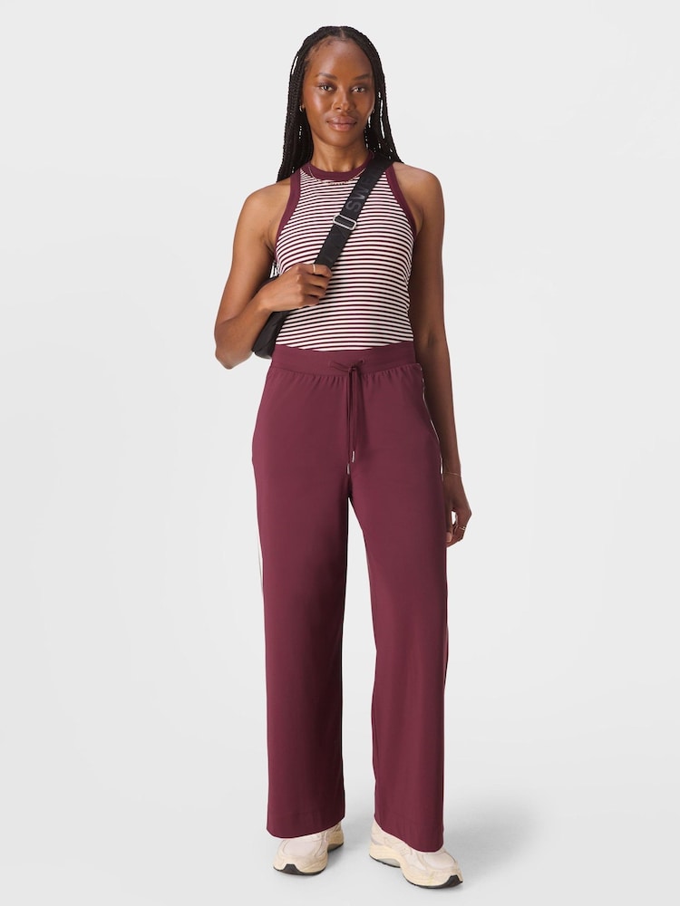 Sweaty Betty Red 30 inch inside seam Explorer Side Stripe Wide Leg 32" Trousers - Image 2 of 7