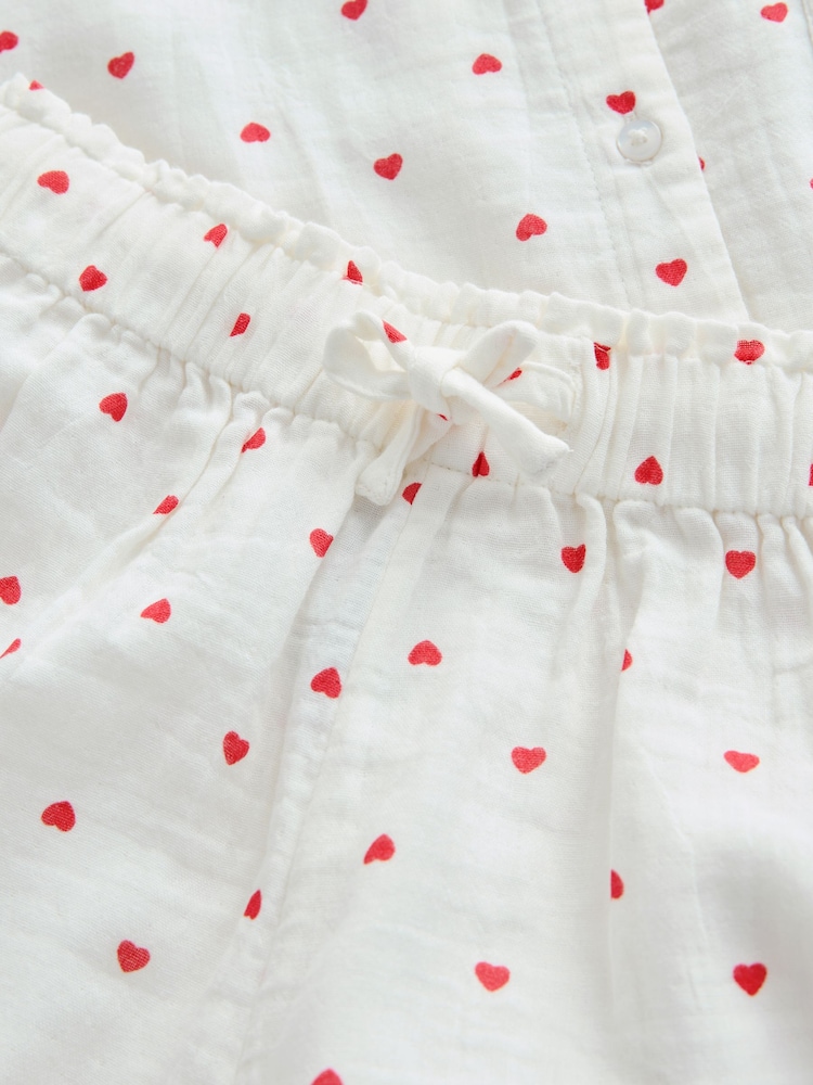 Red/Ecru Heart Print Button Through Valentine Pyjama (2-16yrs) - Image 7 of 7