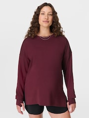 Sweaty Betty Red After Class Maternity Longline Sweatshirt - Image 3 of 7
