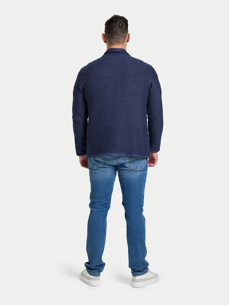 Raging Bull Blue Textured Zip Through Jacket - Image 2 of 9 Raging Bull Blue Textured Zip Through Jacket - Image 2 of 9