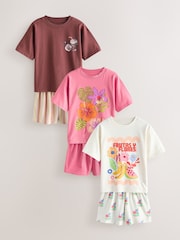 Purple/Orange Short Pyjamas 3 Pack (3-16yrs) - Image 1 of 7