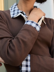 Baukjen Ellison Contrast Collar Rib Brown Polo Shirt - Image 2 of 5