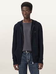 AllSaints Blue Lver Merino Zip Hoodie - Image 1 of 6