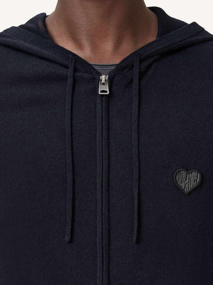 AllSaints Blue Lver Merino Zip Hoodie - Image 2 of 6