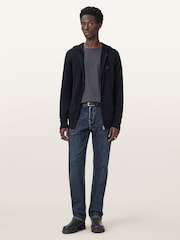 AllSaints Blue Lver Merino Zip Hoodie - Image 3 of 6