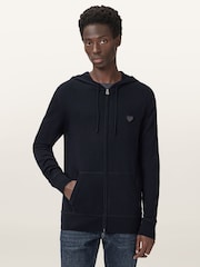 AllSaints Blue Lver Merino Zip Hoodie - Image 4 of 6