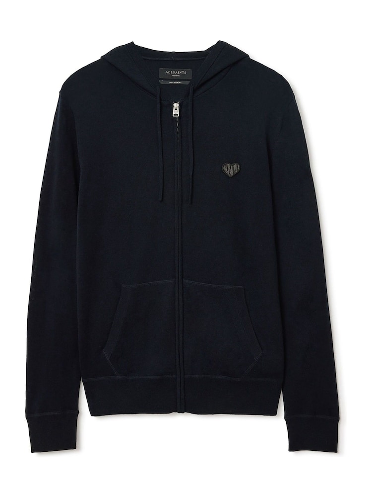 AllSaints Blue Lver Merino Zip Hoodie - Image 6 of 6