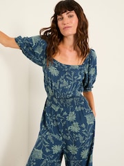 FatFace Helena Navy Summer Meadow Petite Jumpsuit - Image 3 of 5