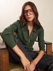 Baukjen Green Cotton Zip Sweat Top - Image 1 of 5