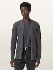 AllSaints Grey Lver Merino Open Cardigan - Image 1 of 6