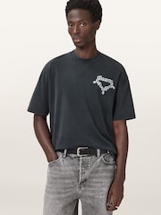 AllSaints Black Drip Short Sleeve Crew Neck T-Shirt - Image 1 of 8