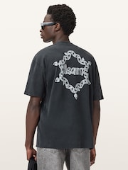 AllSaints Black Drip Short Sleeve Crew Neck T-Shirt - Image 2 of 8