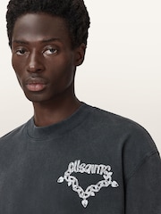 AllSaints Black Drip Short Sleeve Crew Neck T-Shirt - Image 6 of 8