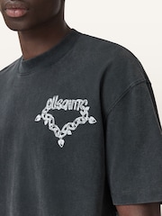 AllSaints Black Drip Short Sleeve Crew Neck T-Shirt - Image 7 of 8