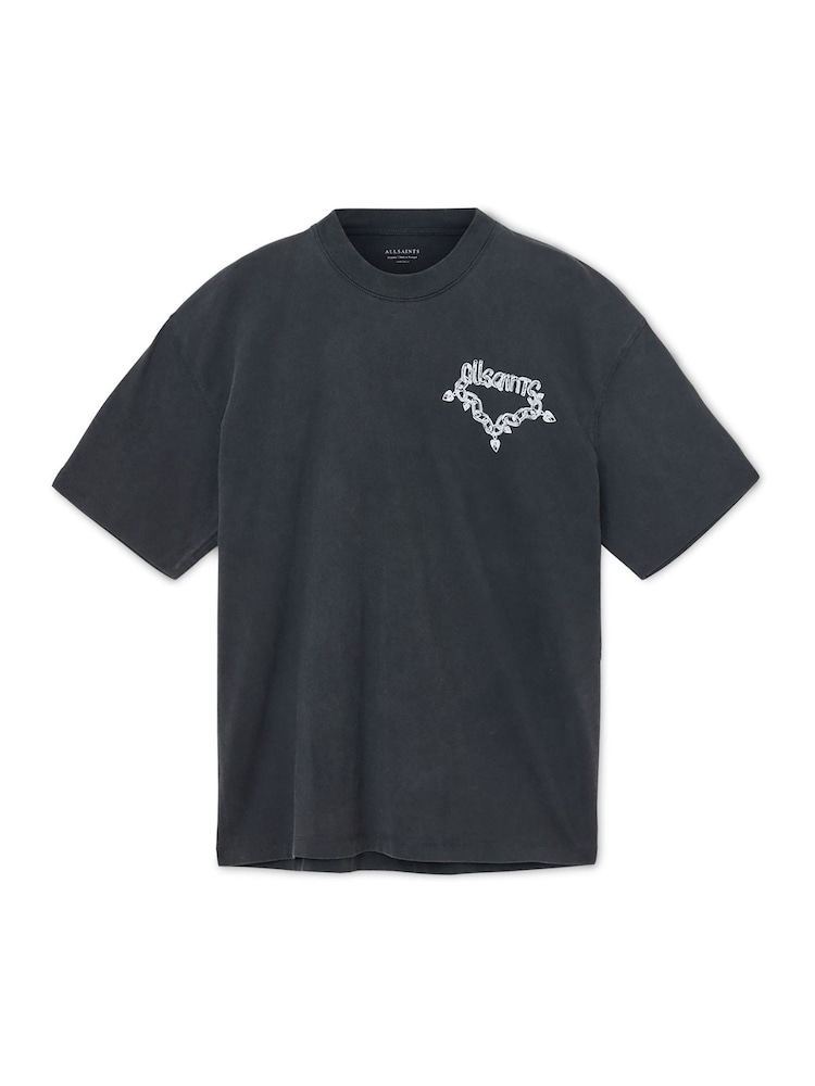 AllSaints Black Drip Short Sleeve Crew Neck T-Shirt - Image 8 of 8