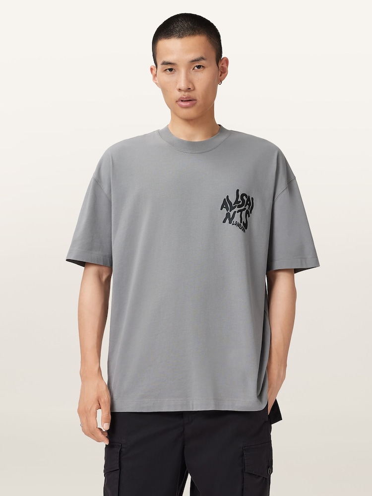 AllSaints Grey Orlando Short Sleeve Crew Neck T-Shirt - Image 1 of 9